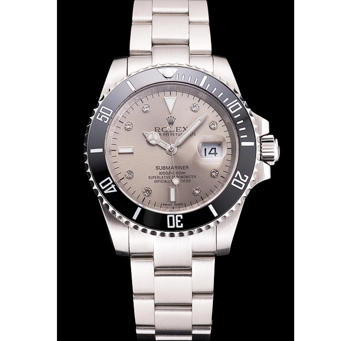 Rolex copies cheap Bezel And Case Submariner Silver Bracelet Stainless Diamond Markings Steel Swiss Rolex Black Dial 0516
